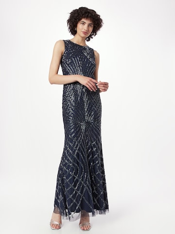 LACE & BEADS - Vestido de noche 'Mawa' en azul: frente