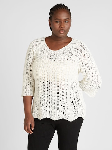 ONLY Carmakoma Sweater 'Nola' in White: front