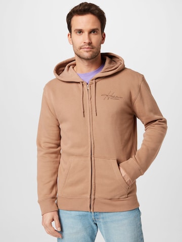 HOLLISTER Sweat jacket in Brown: front