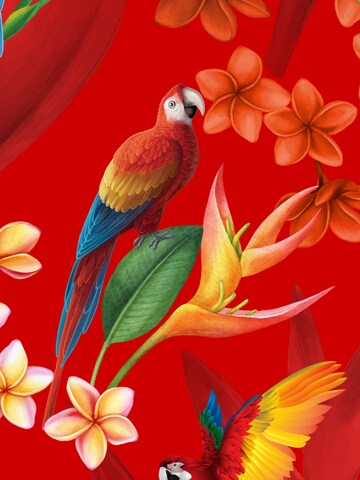 Hawaiihemdshop.de - Ajuste regular Camisa 'Hawaiihemd "Flower Parrots"' en rojo