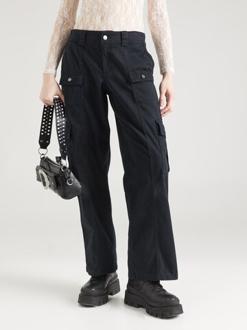 Loosefit Pantalon cargo HOLLISTER en noir : devant