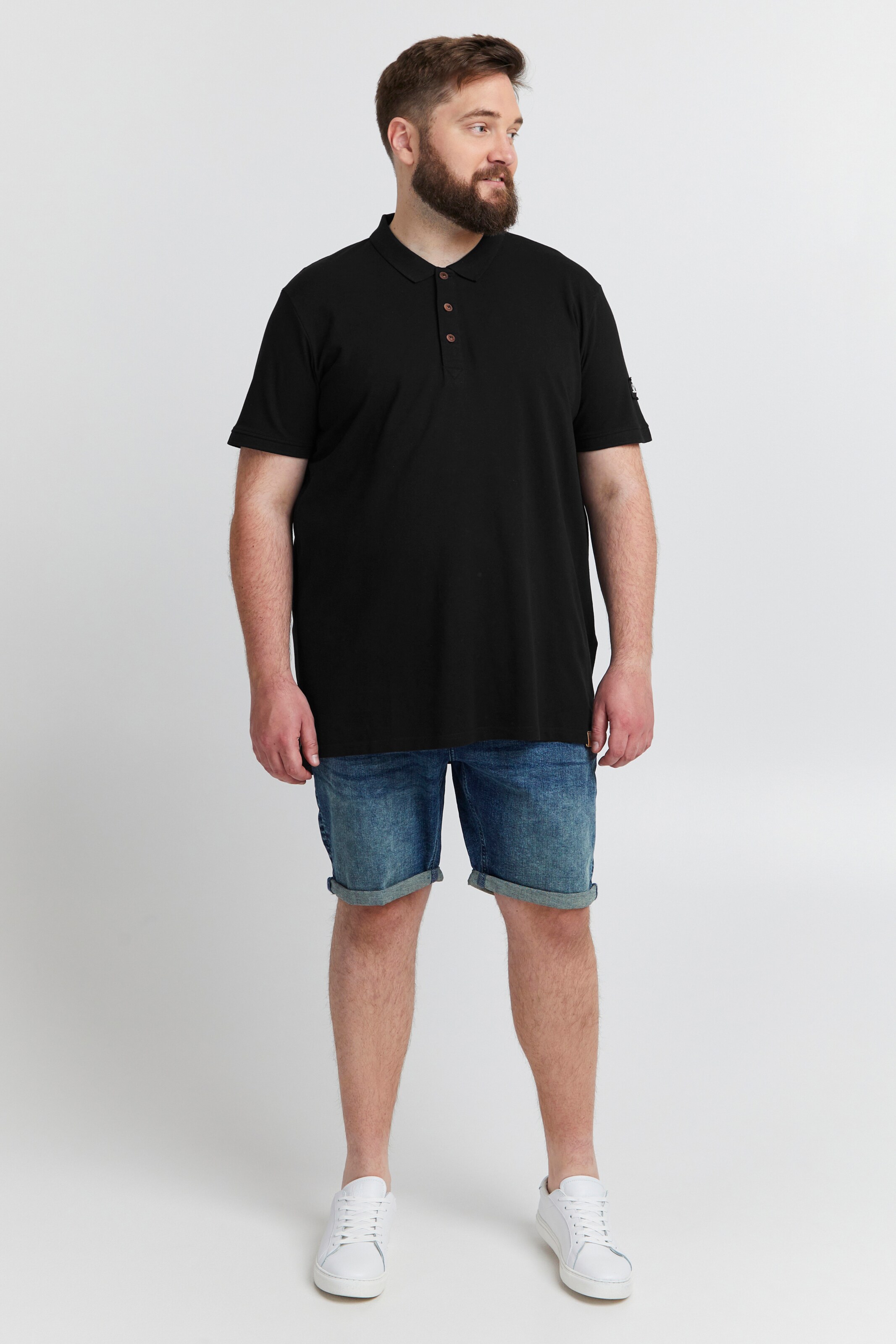 Männer Große Größen  Solid Poloshirt 'Trip' in Schwarz - XW41073