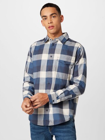 JACK WOLFSKIN Regular fit Athletic Button Up Shirt 'FELSENWEG' in Blue: front