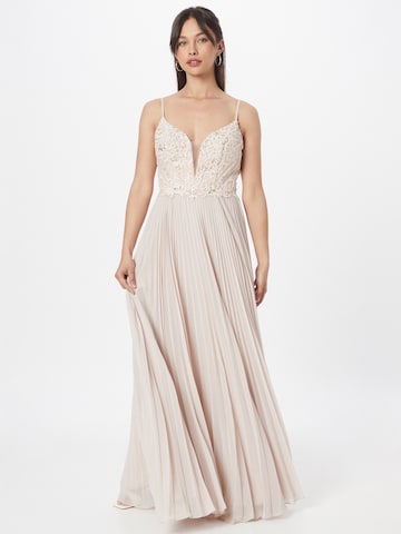 Unique Evening Dress in Beige: front