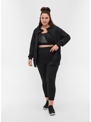 Active by Zizzi Zip-Up Hoodie 'Cannes' in Black