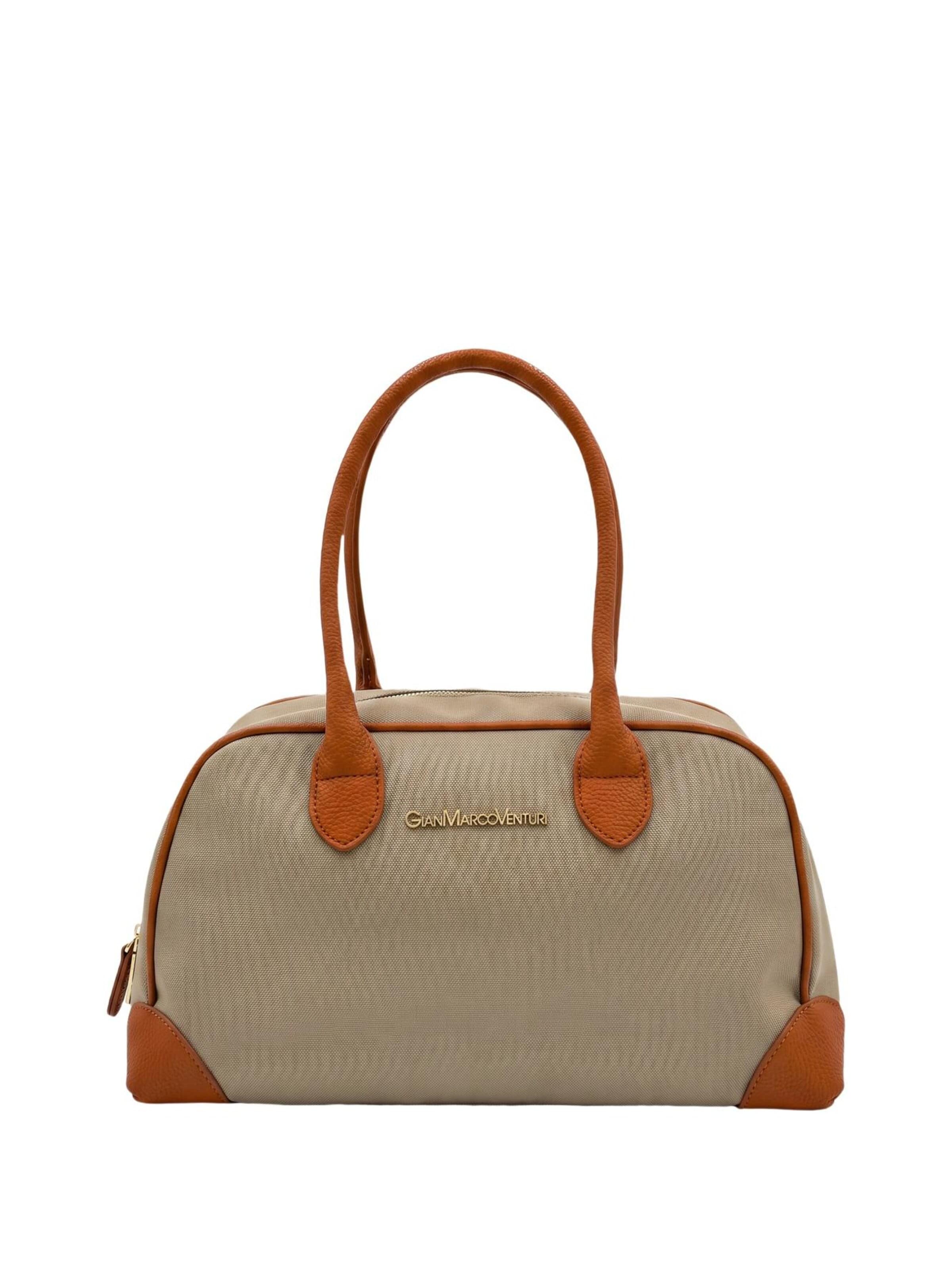 Borsa a spalla di GianMarco Venturi in beige: frontale