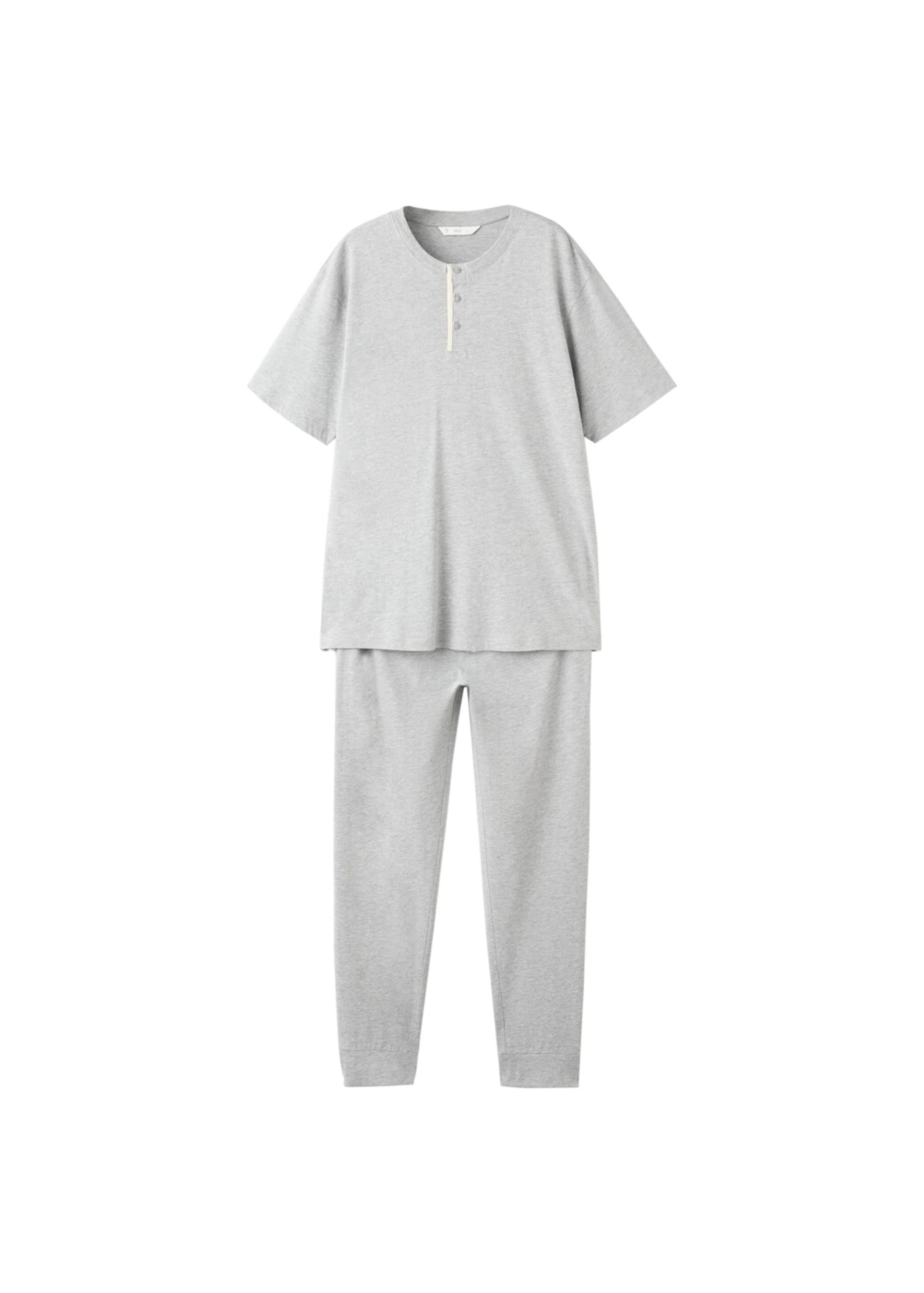 MANGO MAN Long Pajamas 'Nightcot' in mottled grey, Item view