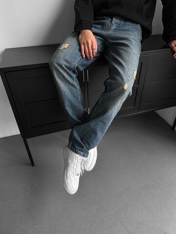 Kleidermafia Baggy Jeans 'Baggy Torn Washed Jeans - Dark Blue' in Blauw