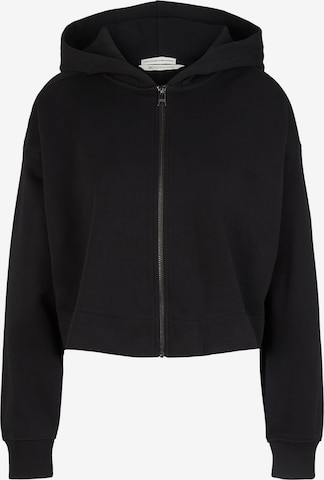 TOM TAILOR DENIM Sweat jacket in Black: front