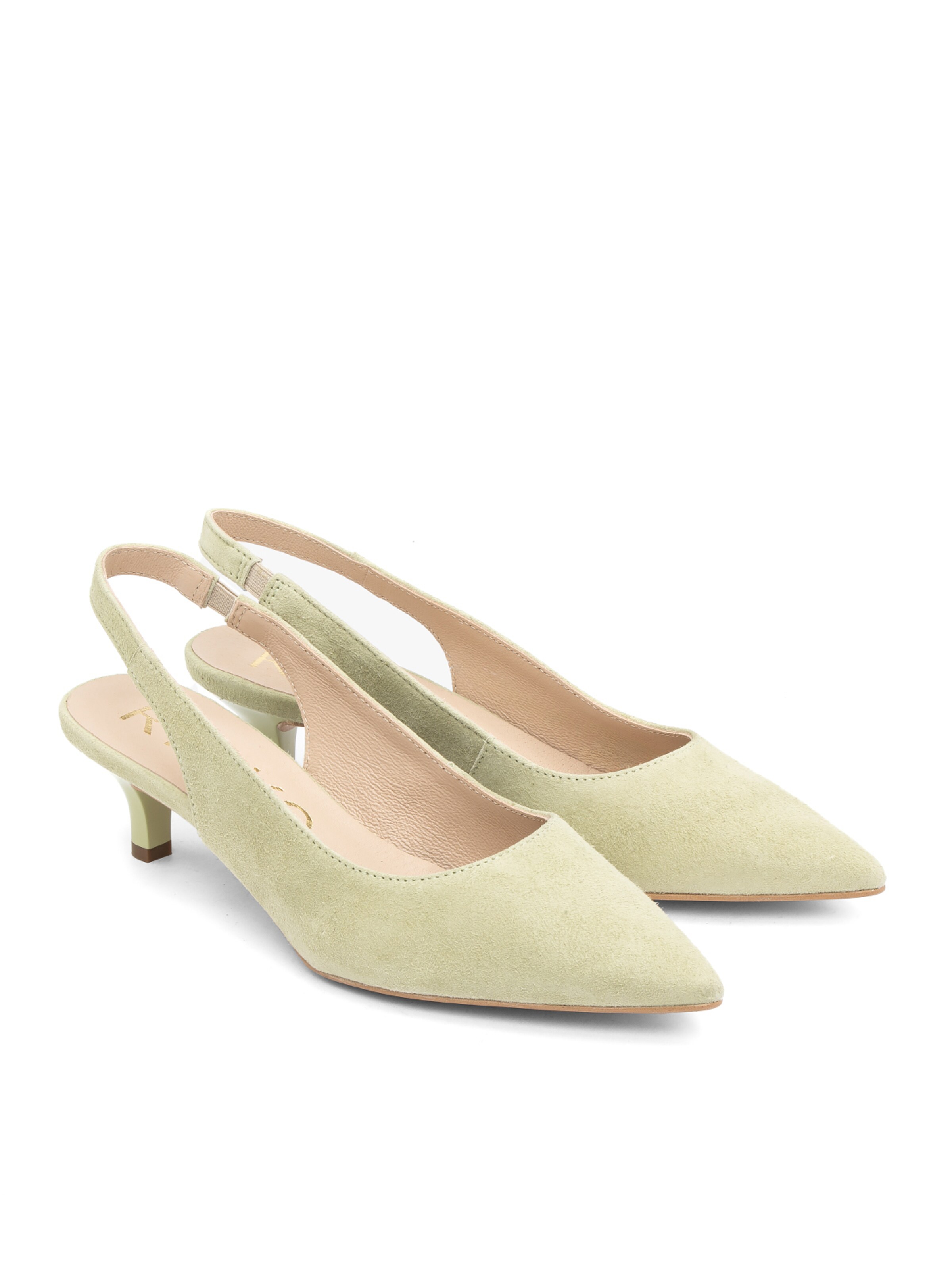 RYŁKO Czółenka z wyciętą piętą w kolorze zielony