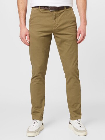 Coupe slim Pantalon chino 'Superflex' Lindbergh en vert : devant