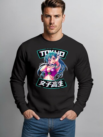 Neverless Sweatshirt 'Anime Girl' in Black: front