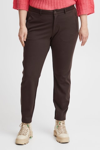 Fransa Curve Slim fit Chino Pants ' Plano Tessa ' in Brown: front