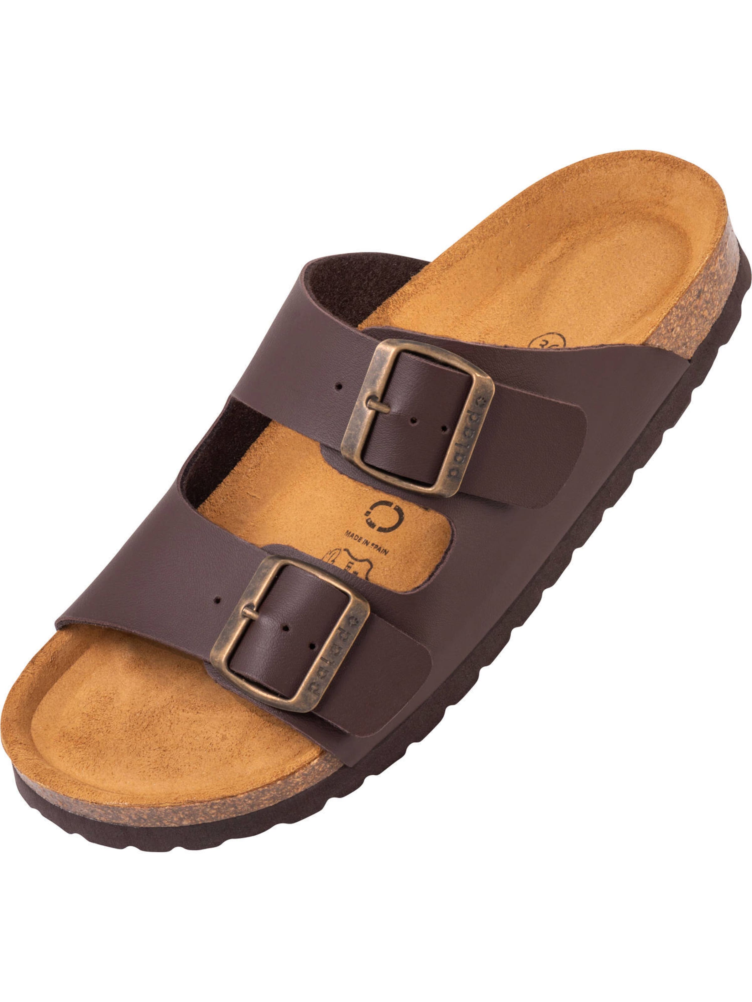 Palado Pantolette 'Korfu' in Braun: Vorderseite