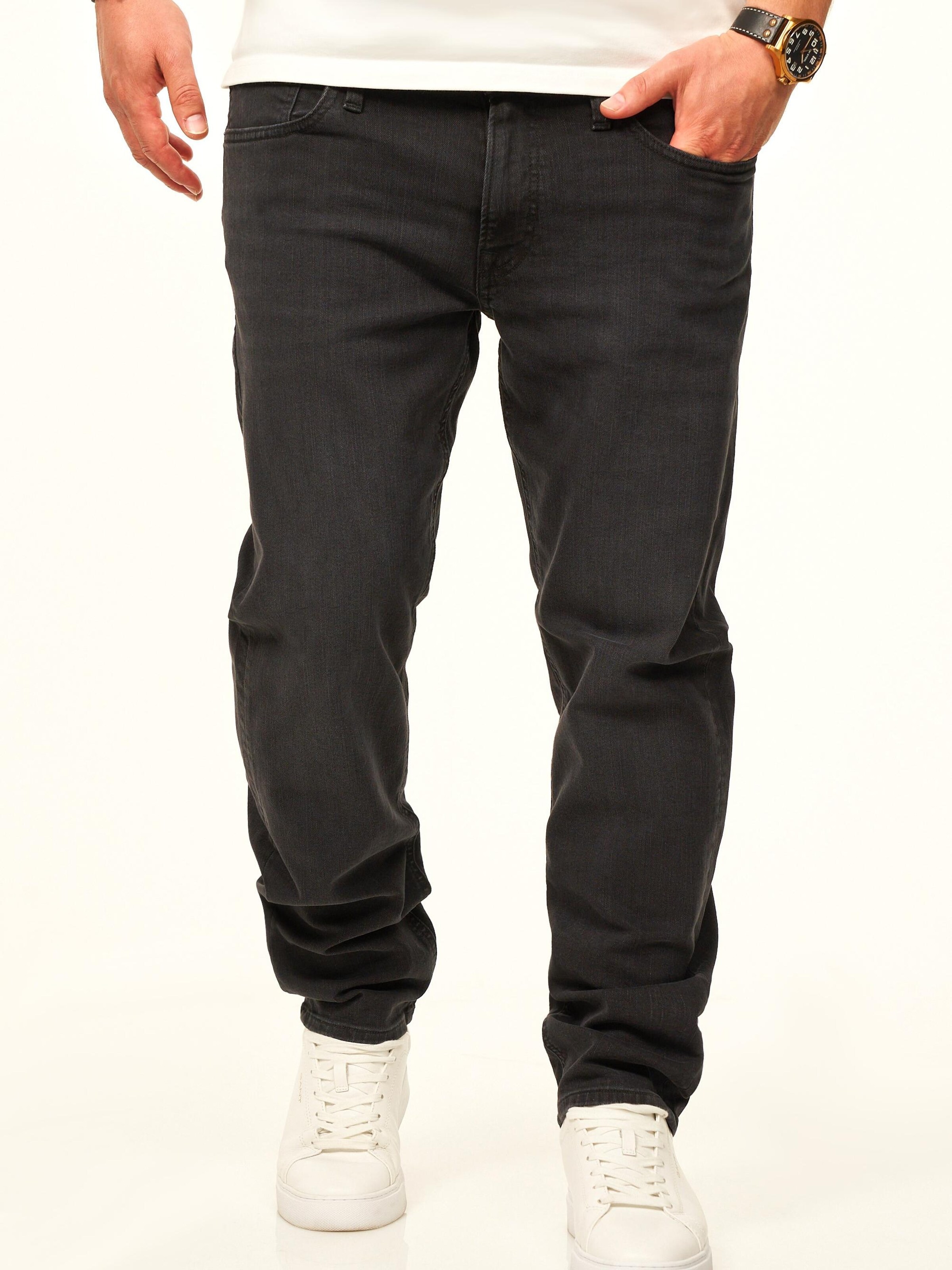 JACK & JONES Tapered Jeans in Black: front