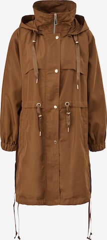 COMMA Between-Seasons Coat in Brown: front