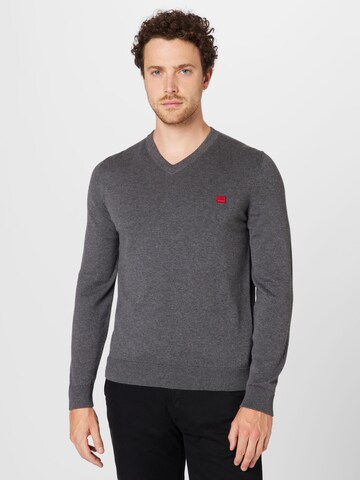 HUGO Red Sweater 'San Valerio' in Grey: front