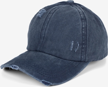 styleBREAKER Cap 'Ponytail Baseball Cap Used Look' in Blue: front