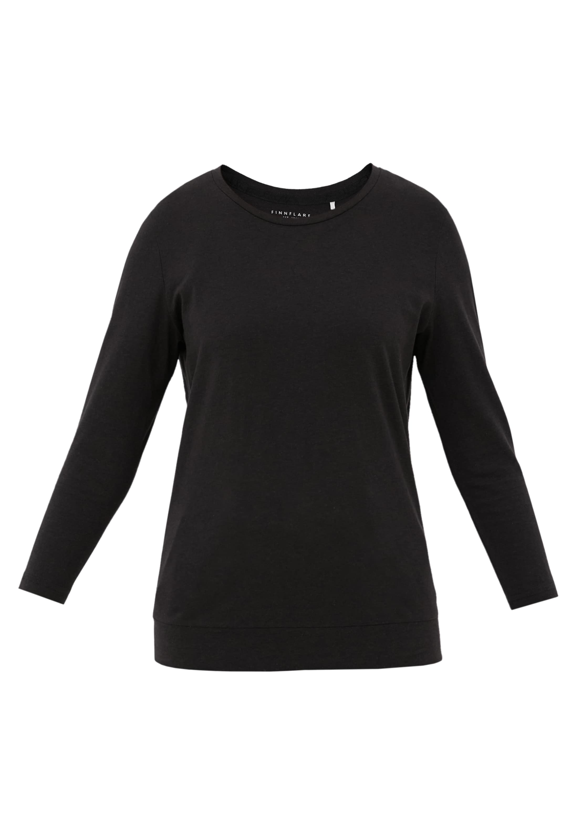 Finn Flare Langarmshirt 'Basic' in Schwarz: Vorderseite
