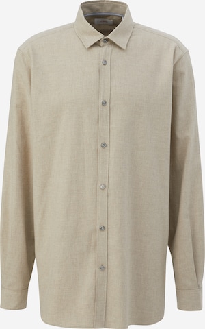 s.Oliver Men Tall Sizes Regular fit Button Up Shirt in Beige: front