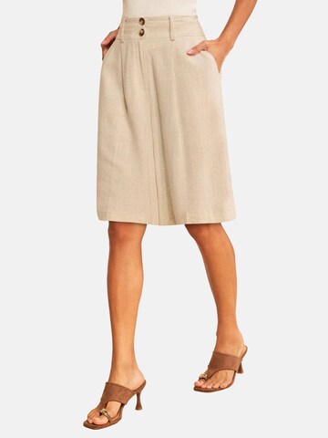 love & roses Wide leg Pleat-Front Pants in Beige: front