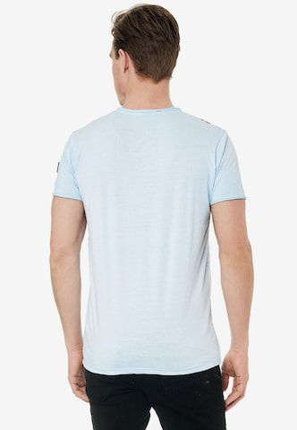 Rusty Neal T-Shirt mit Knopfleiste in Blau