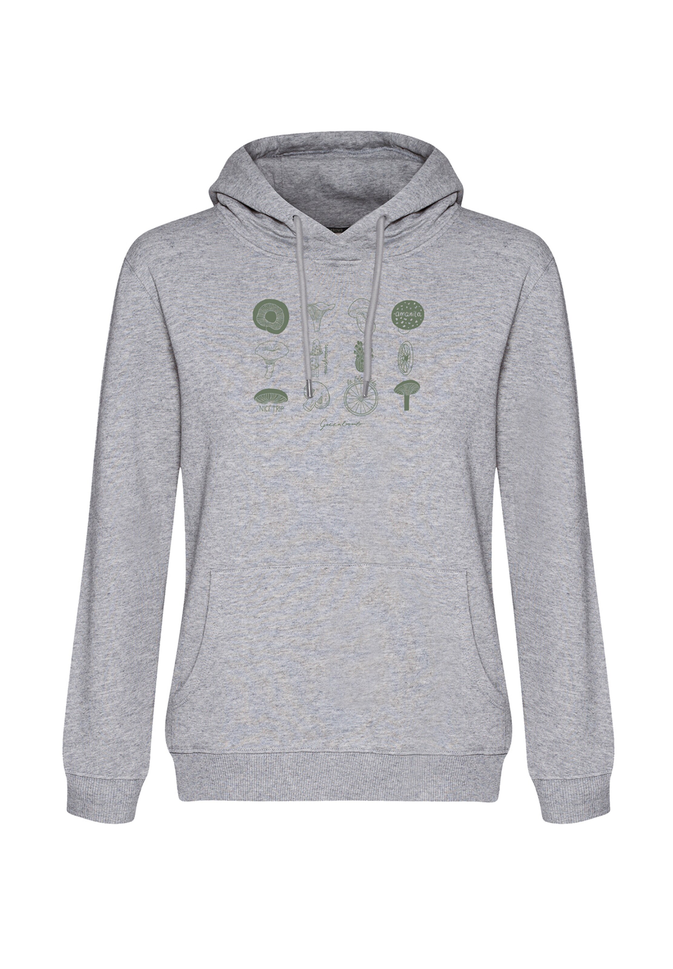 GREENBOMB Sweatshirt 'Bike Mushrooms 2' in Grau: Vorderseite