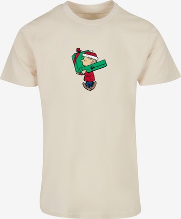 Merchcode T-Shirt 'Peanuts Charlies Presents' in Beige: predná strana