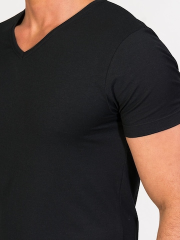zd ZERO DEFECTS - Camiseta térmica 'V-Neck T-shirt Soya Yarn' en negro