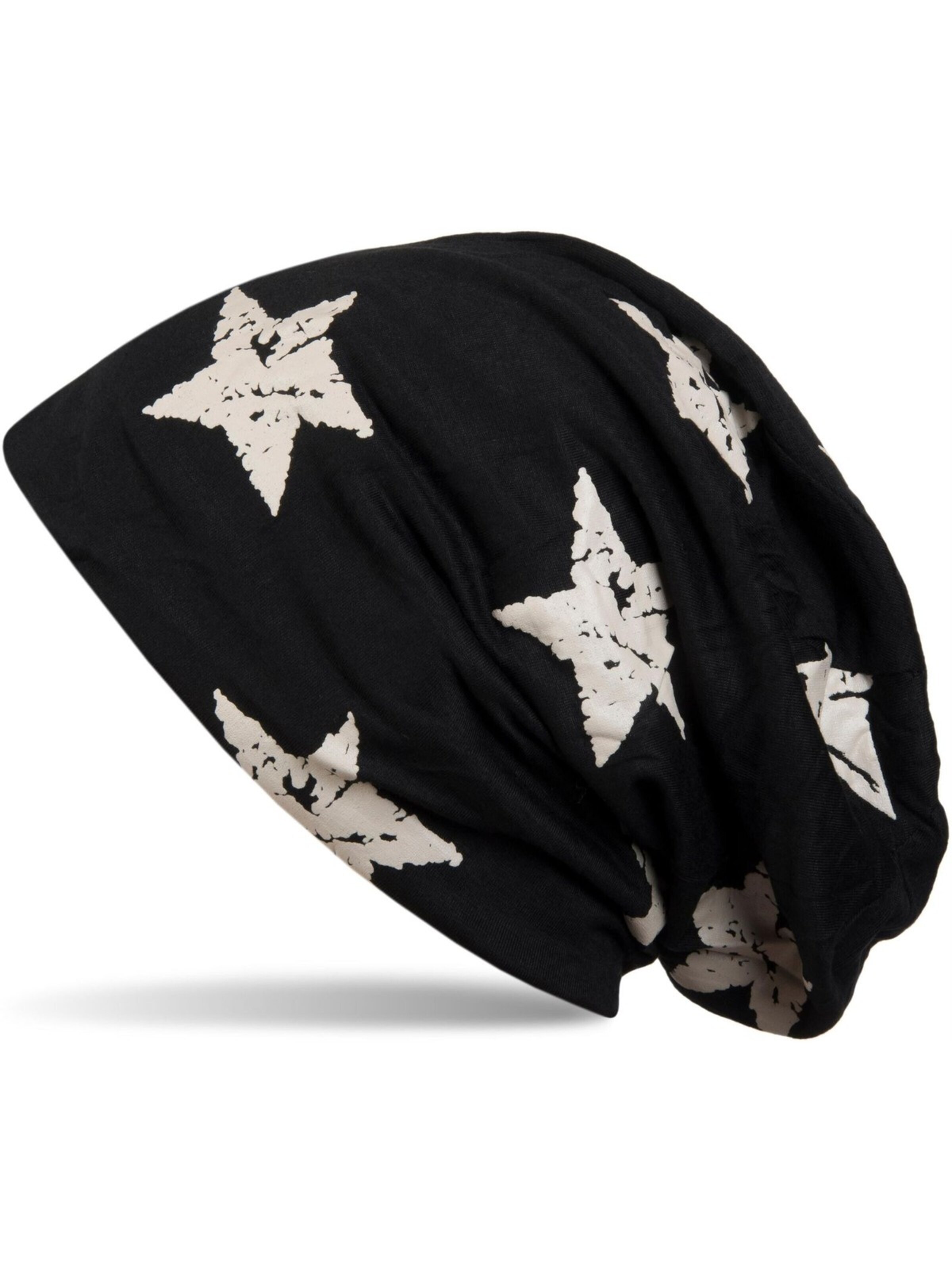 styleBREAKER Beanie 'Beanie mit Sterne Print im Destroyed Look' in 54-64 in Black, Item view