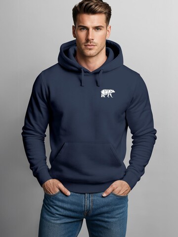 Neverless Sweatshirt 'Bär Lineart Polygon' in Blue