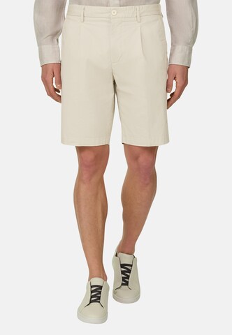 Boggi Milano Slimfit Bandplooibroek in Beige: voorkant