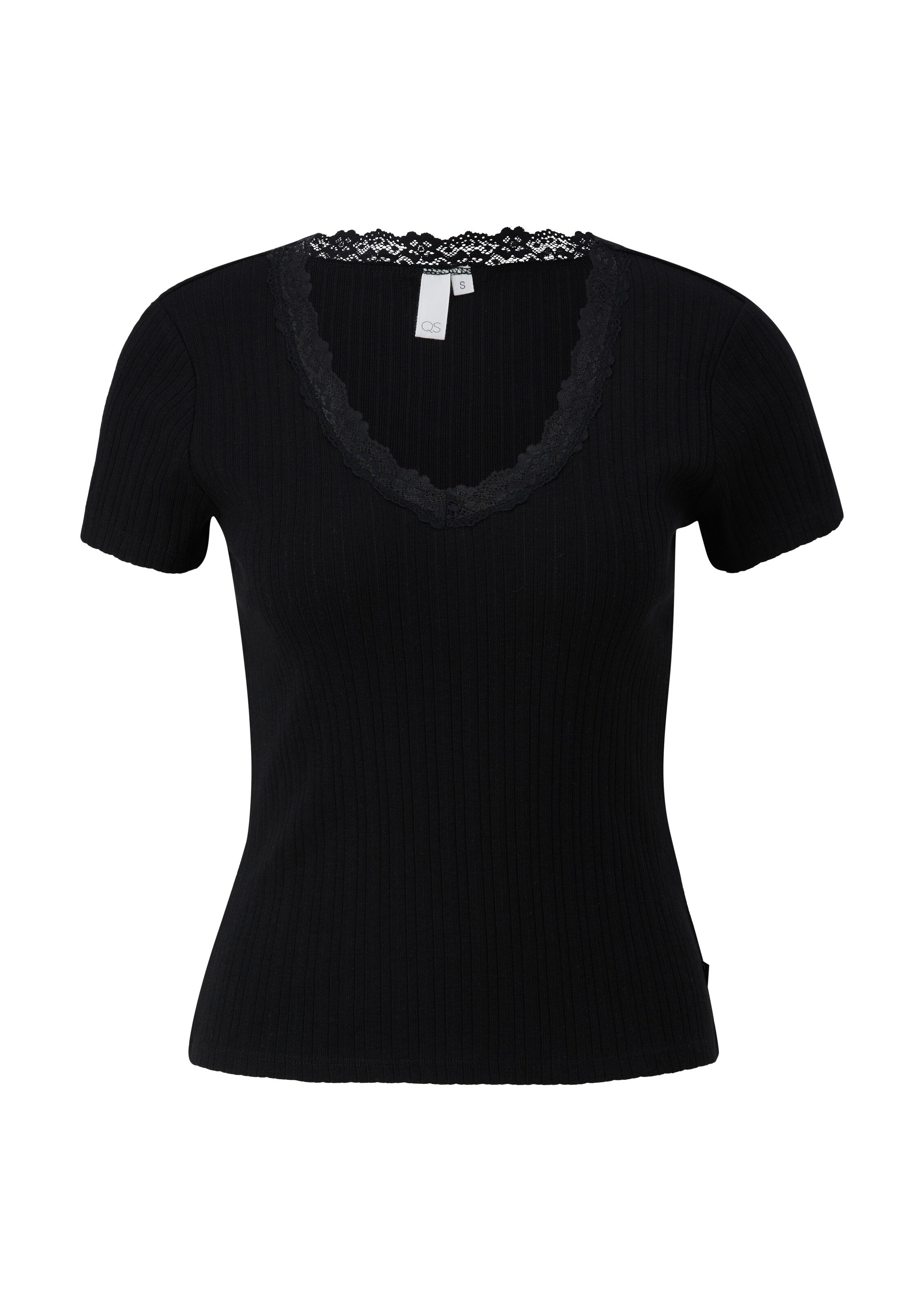 QS Shirt in Zwart: voorkant