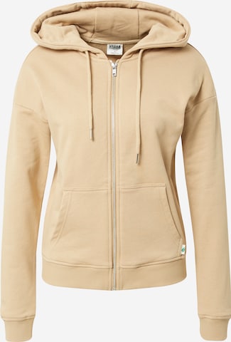 Urban Classics Zip-Up Hoodie in Beige: front