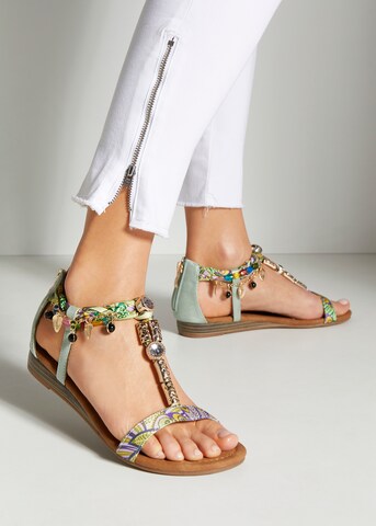 LASCANA Sandalen met riem in Groen: voorkant