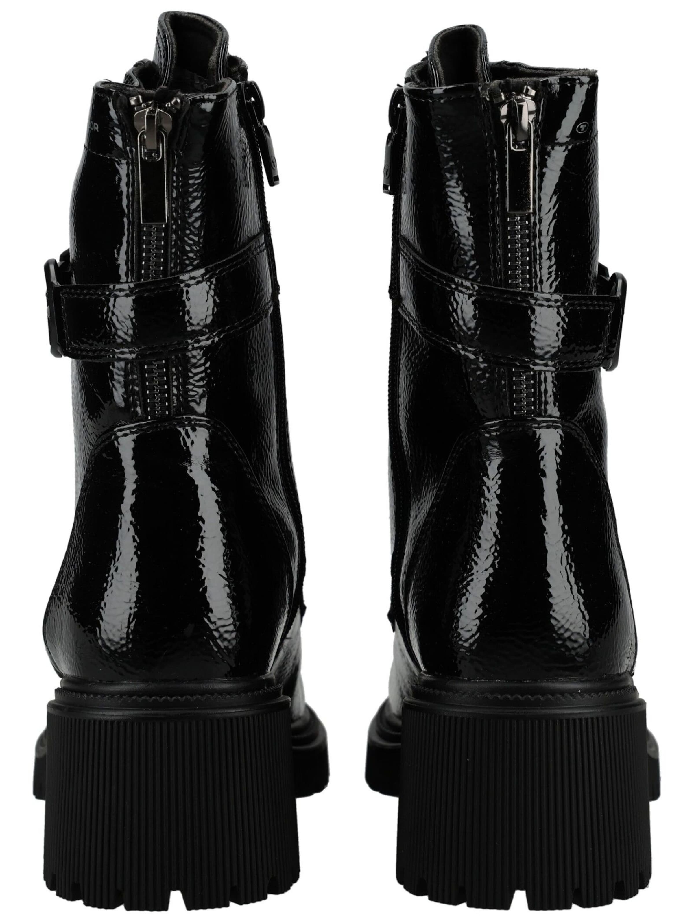 TOM TAILOR Schnürstiefelette in Schwarz