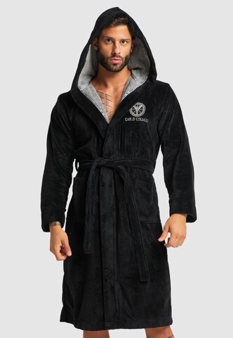 Carlo Colucci Long Bathrobe 'Como' in Black: front