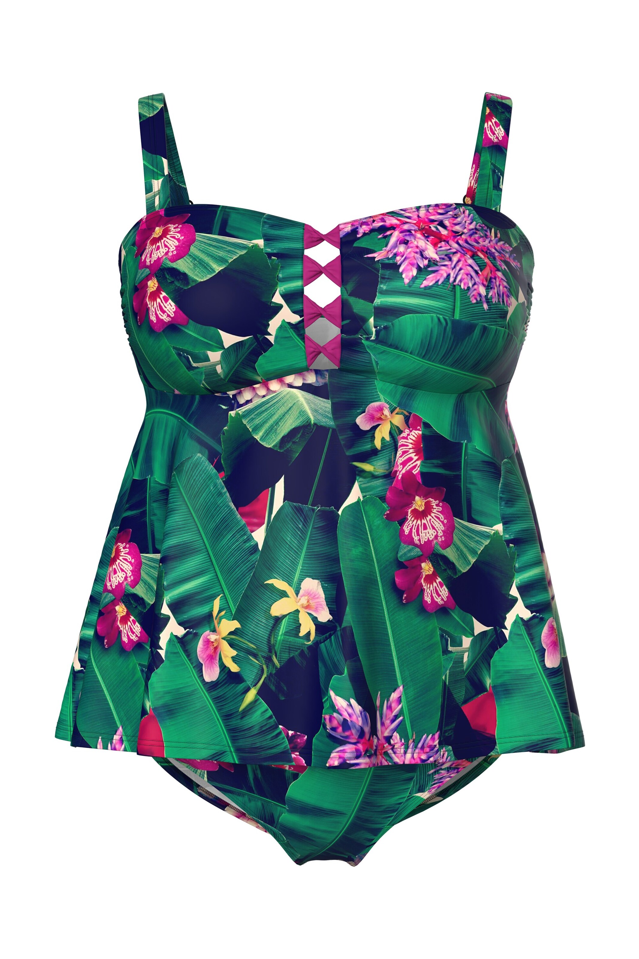 Ulla Popken T-Shirt Badeanzug in Grün: Vorderseite