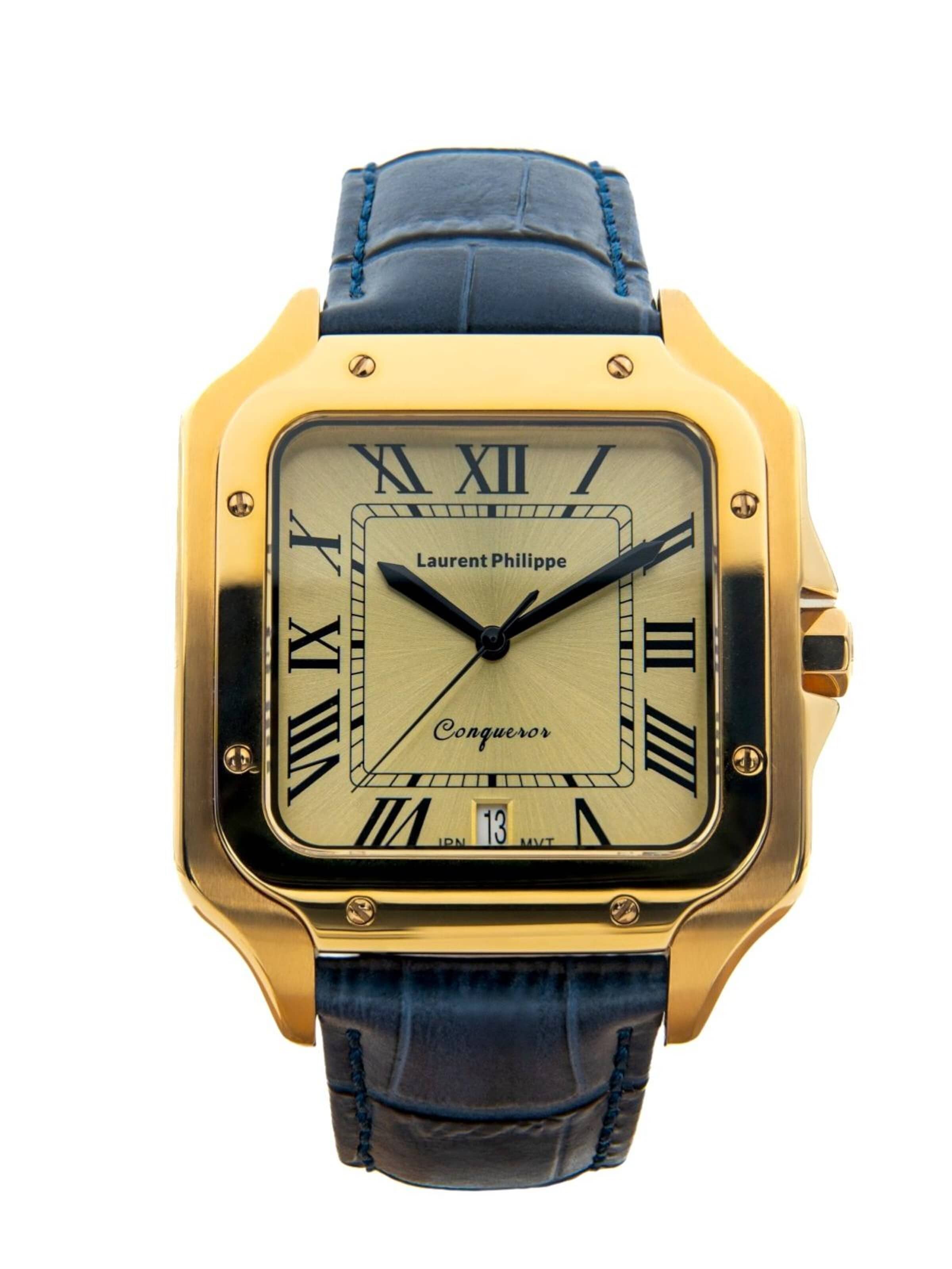 Laurent Philippe - Reloj analógico 'Conqueror The Golden Eye – Blue Deviant' en azul: frente