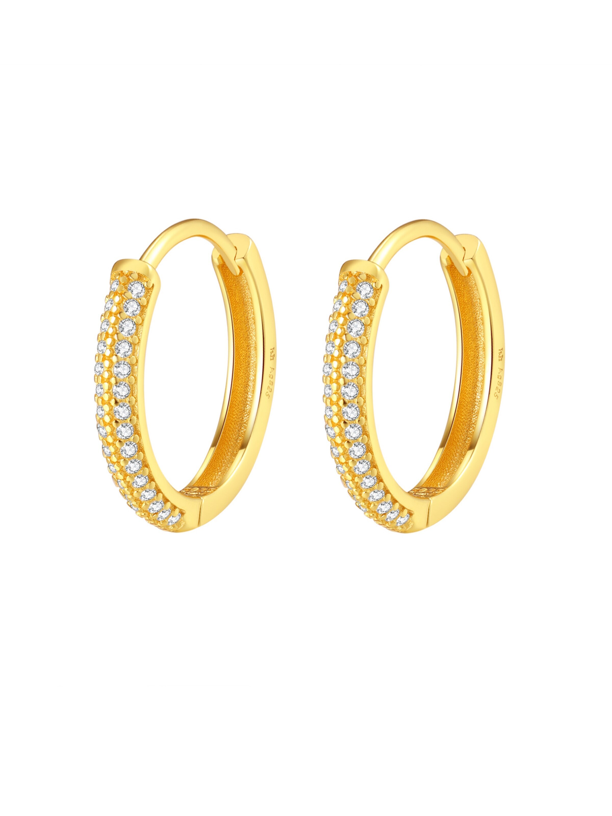 Hey Happiness Earrings 'Clear Duo' in Gold: front