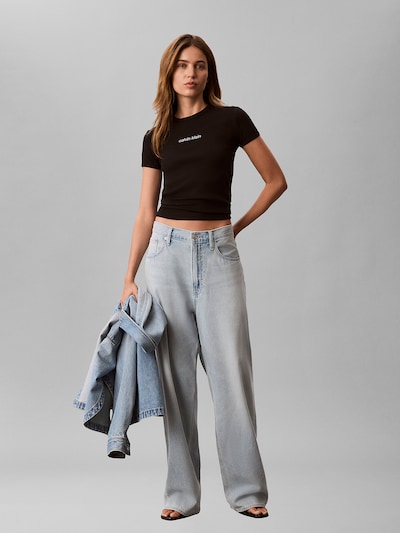 Calvin Klein Jeans Shirt in XXS in de kleur Zwart / Wit, Productweergave