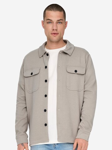 Only & Sons Regular fit Button Up Shirt 'Newkodyl' in Grey