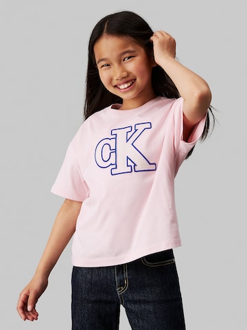 T-Shirt Calvin Klein Jeans en rose : devant