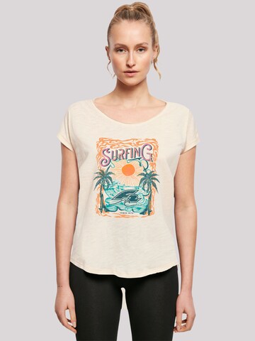 F2 T-Shirt 'Surfers Sunset Sommer Vibes' in Beige: Vorderseite