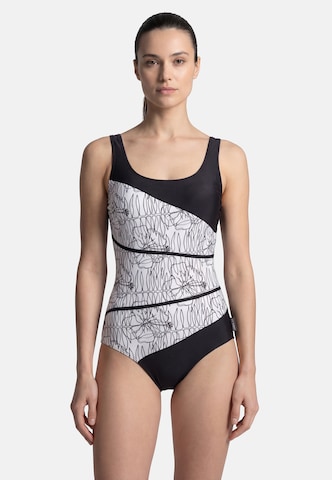Maillot de bain 'Flower Lines' BECO the world of aquasports en noir : devant