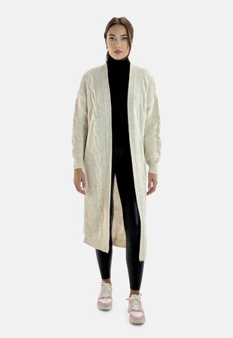 Elara Gebreid vest in Beige: voorkant