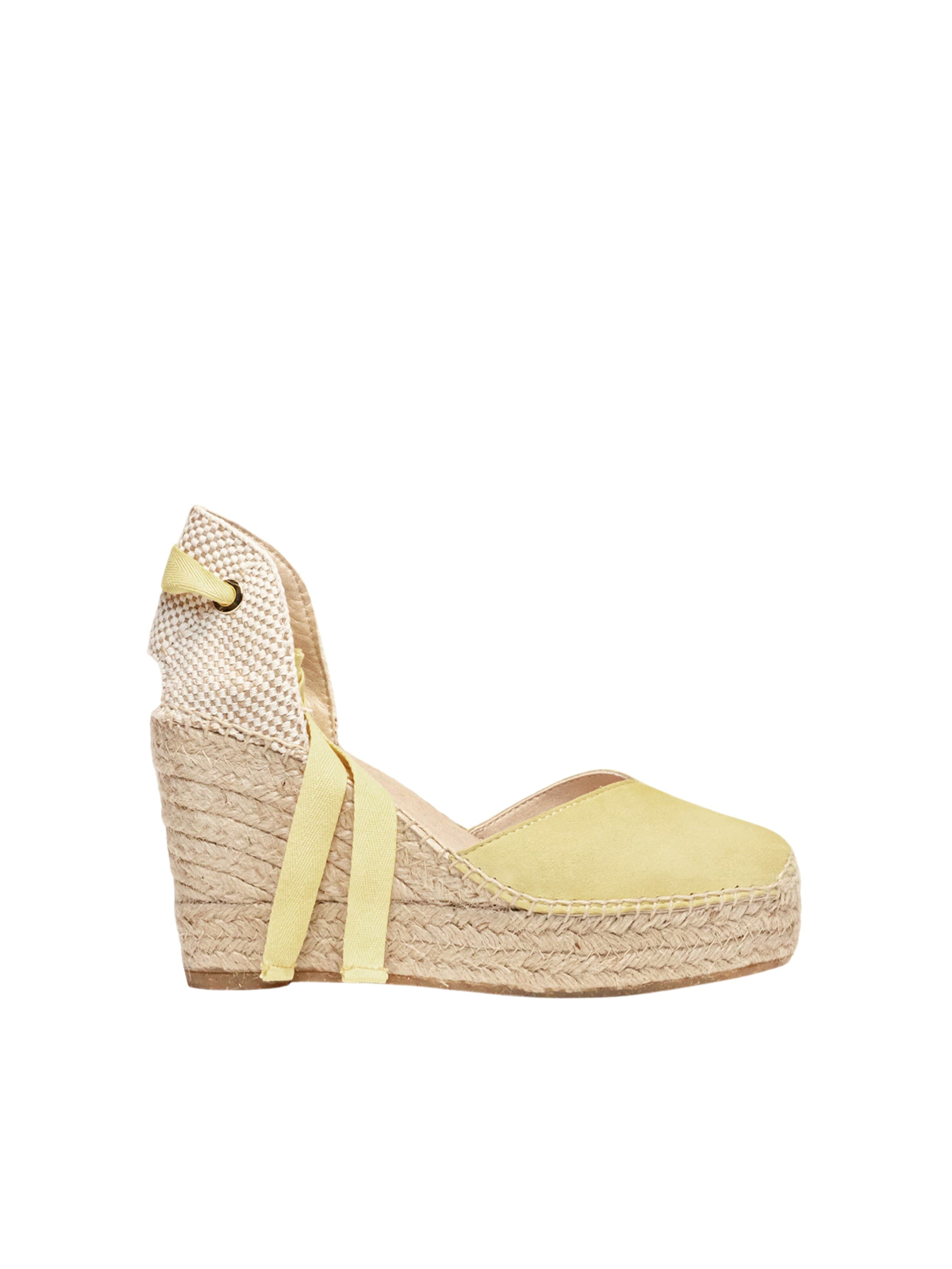 Alhamas - Sandalias 'Alpargata Cuña 10 cm' en amarillo: frente