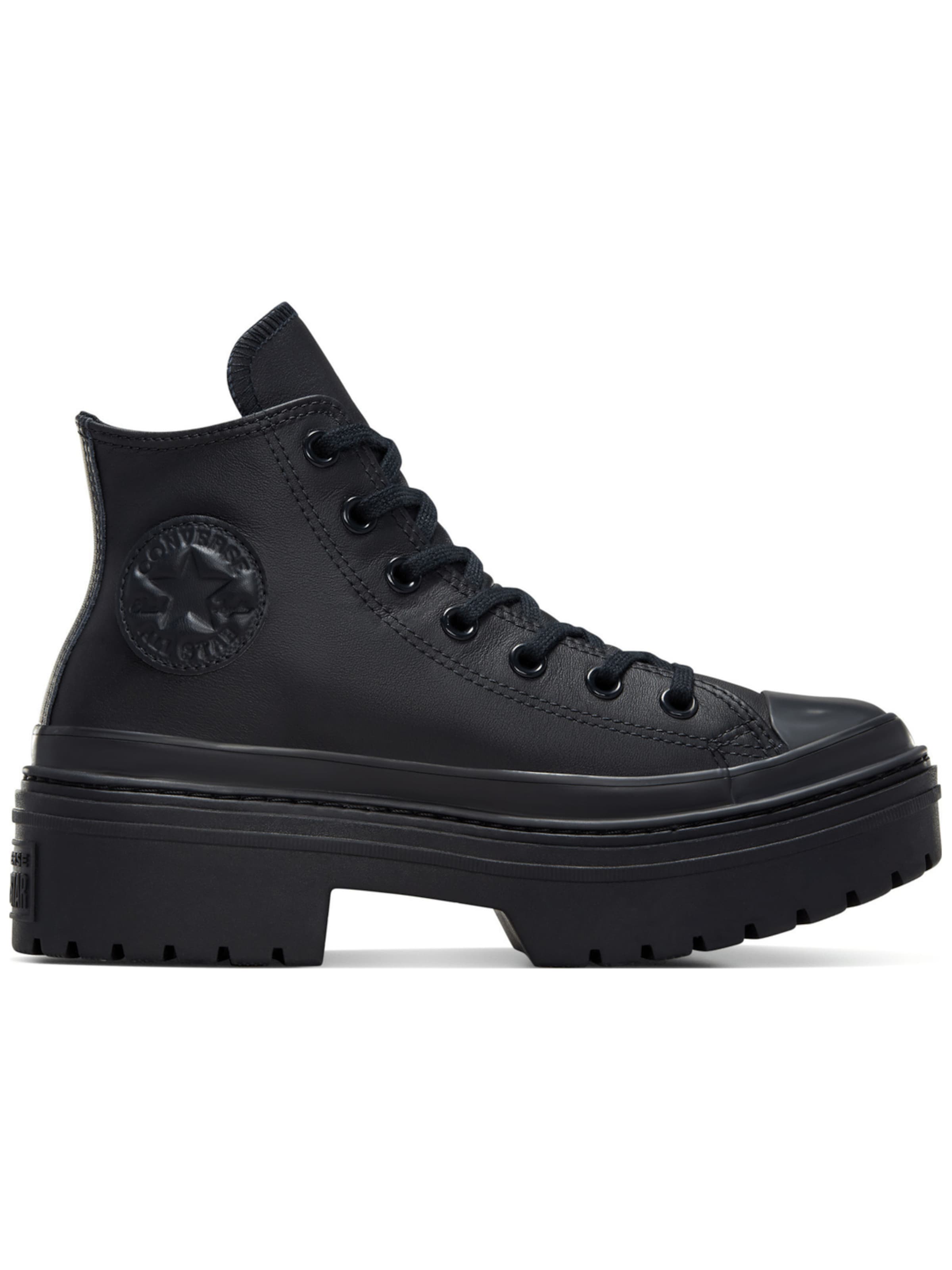 CONVERSE Sportschoen 'Converse Chuck Taylor All Star Lugged Heel Leather Platform' in Zwart: voorkant
