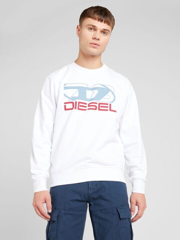 DIESEL Sweatshirt 'S-GINN-K43' in Wit: voorkant