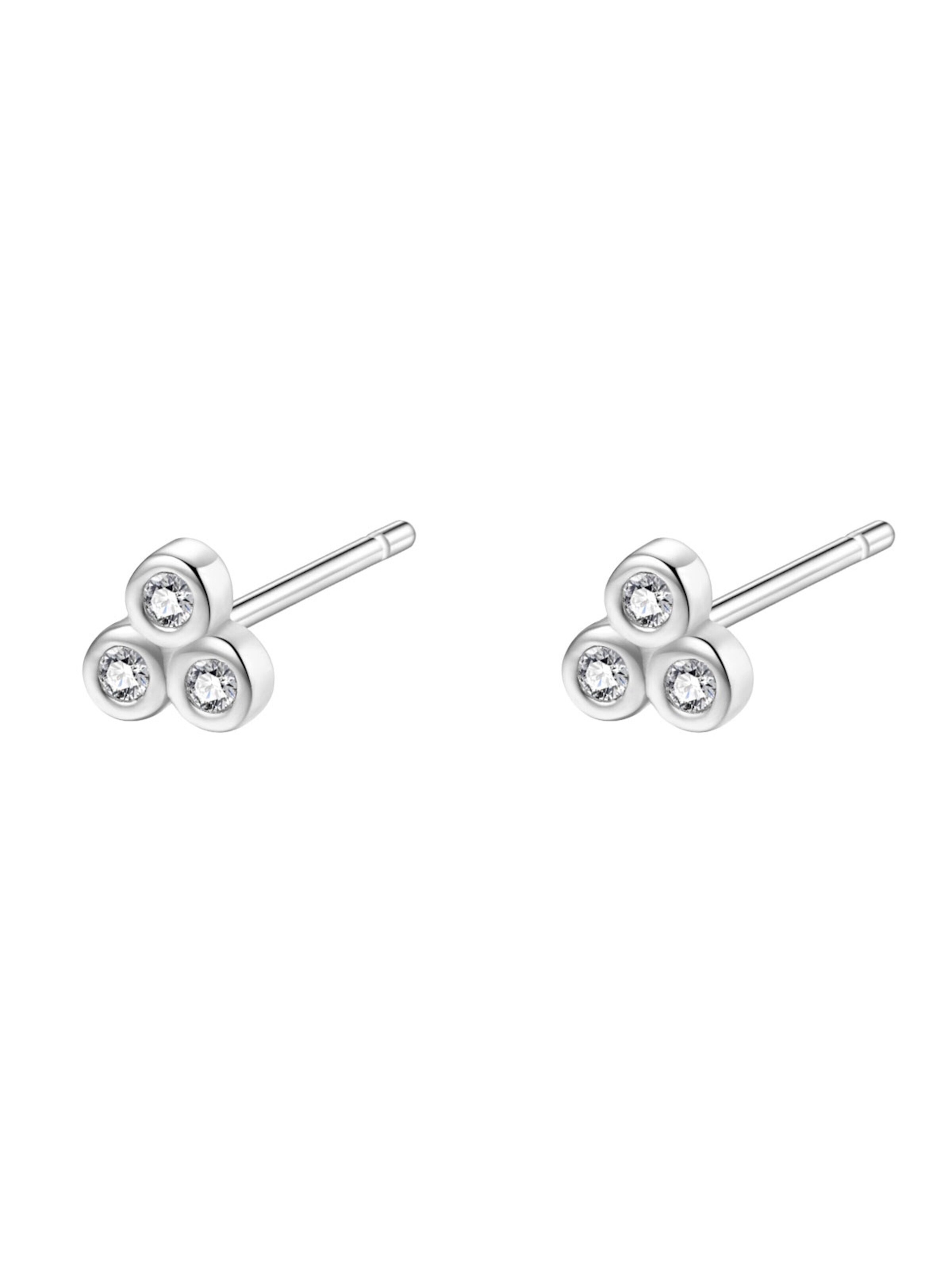 Hey Happiness Earrings 'White Triad' in Silver